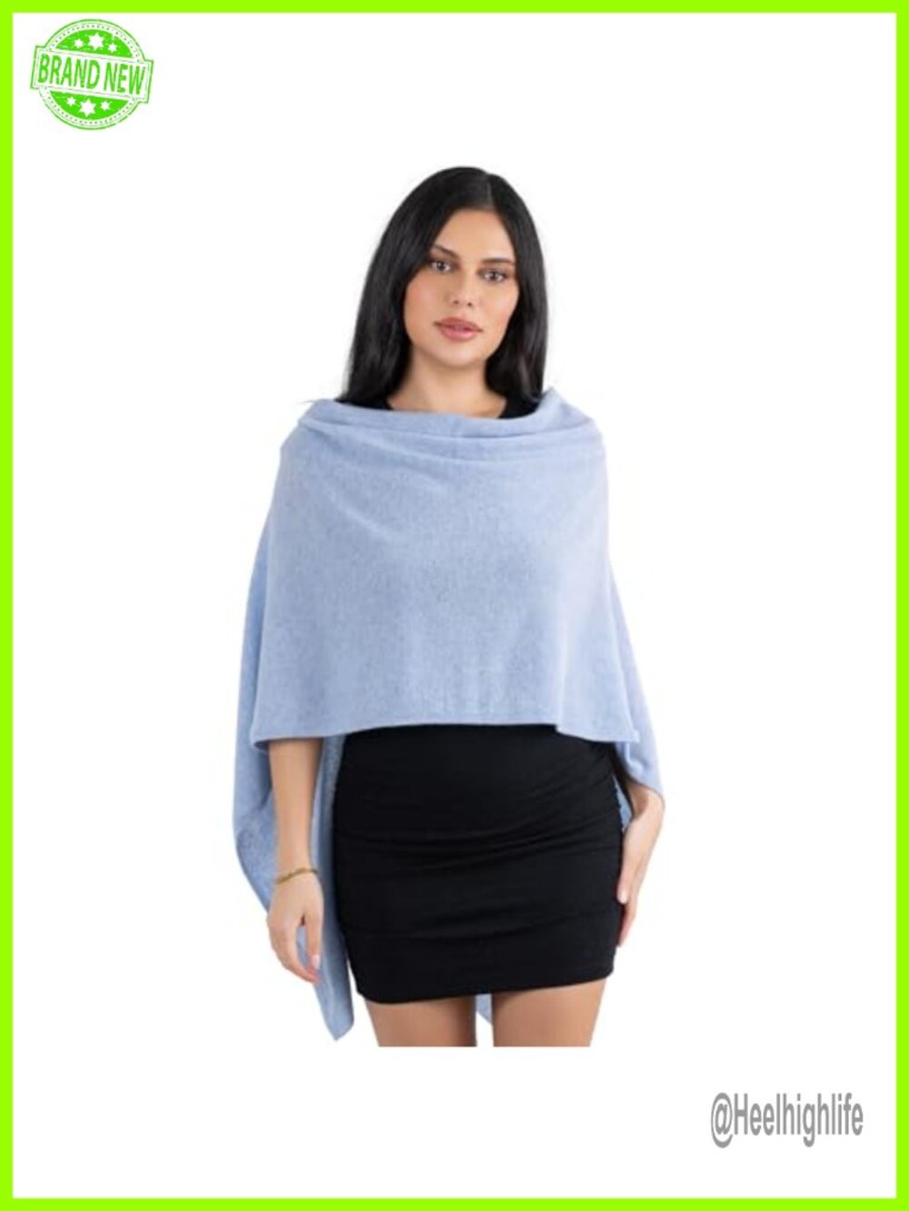 100% Mongolian Cashmere Poncho Wrap Scarf One Size Travel Layer